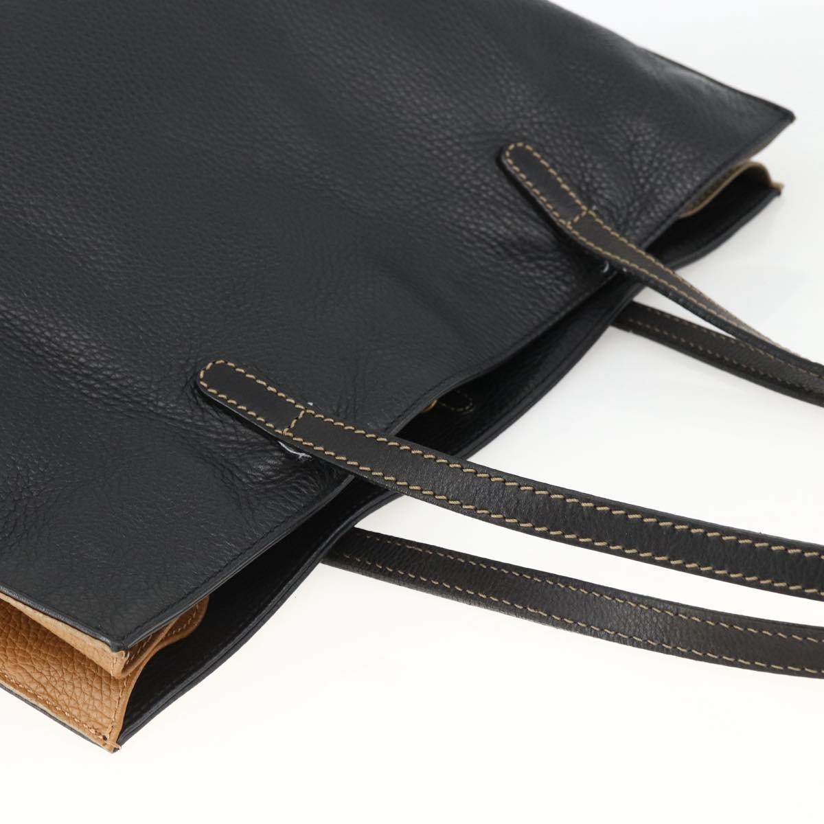 ETRO Tote Bag Leather Gold Black Auth 148984