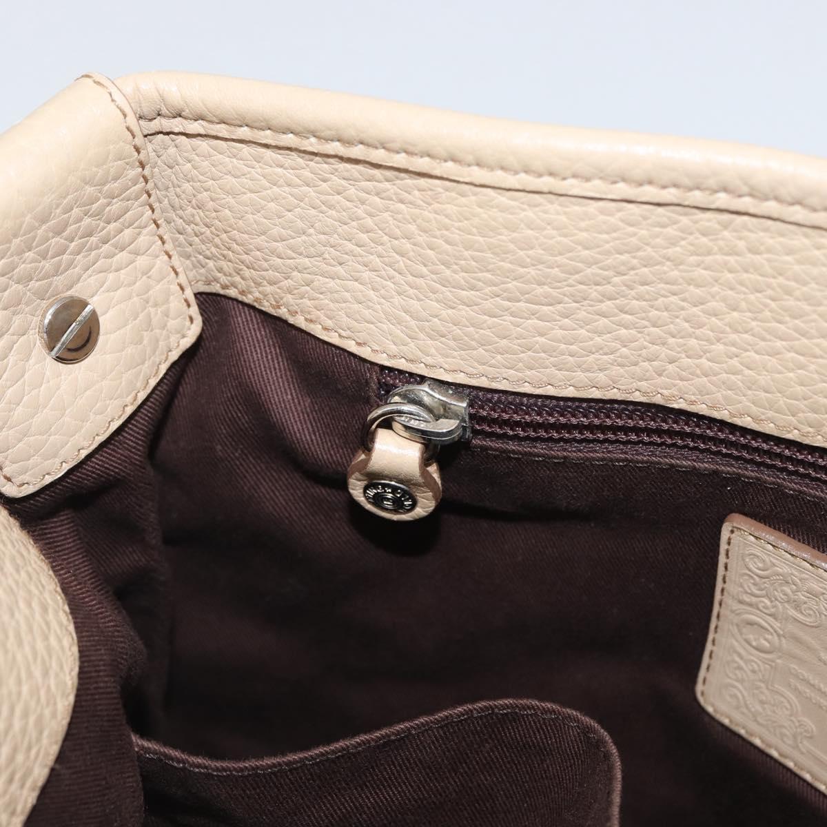 HUNTING WORLD Shoulder Bag Canvas Beige Silver Auth 148985