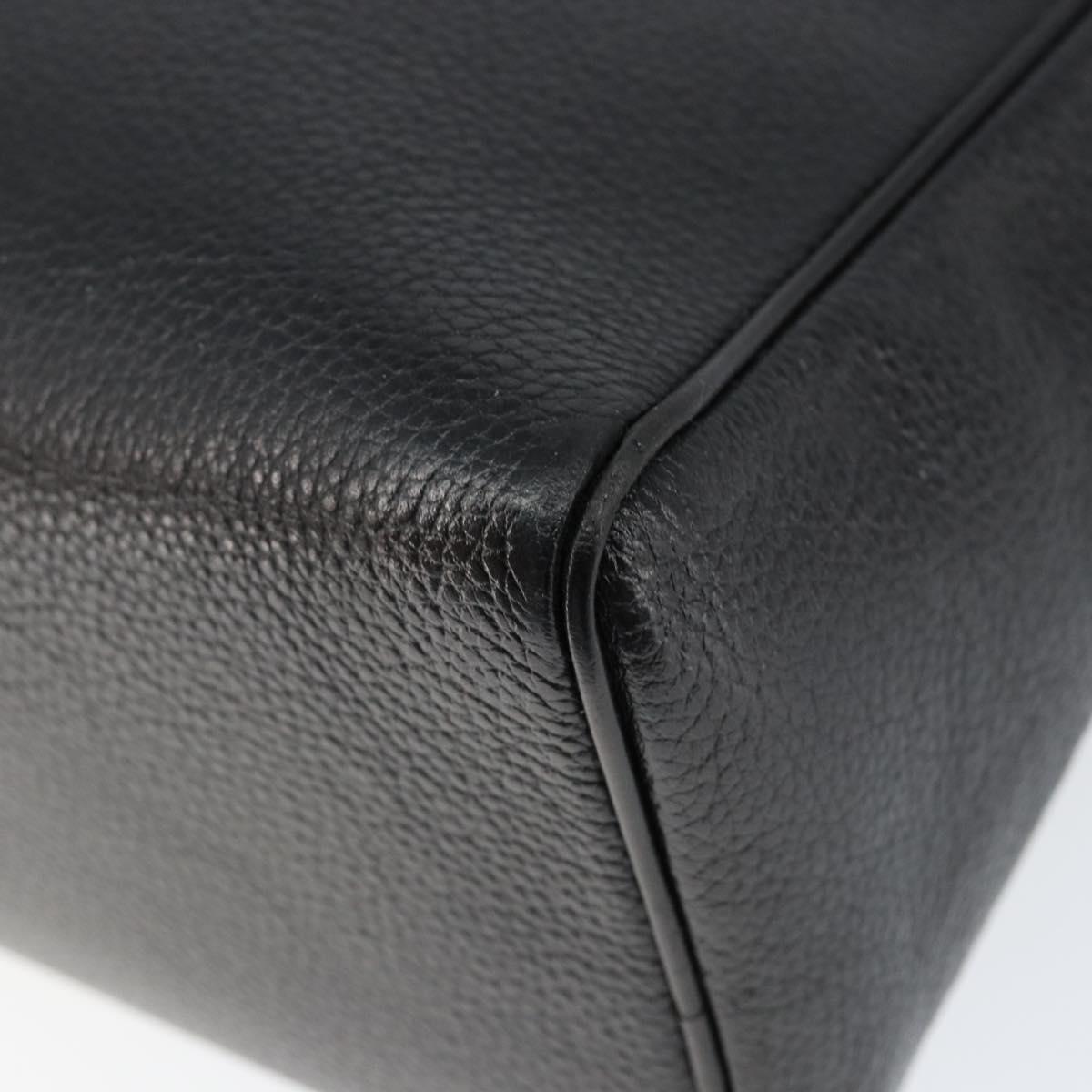 CELINE Hand Bag Leather Black Gold Auth 149040