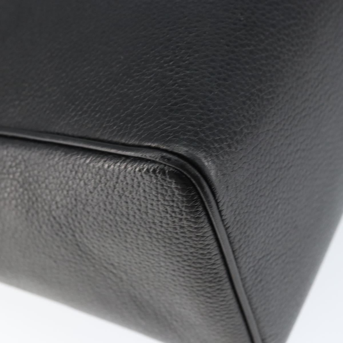 CELINE Hand Bag Leather Black Gold Auth 149040