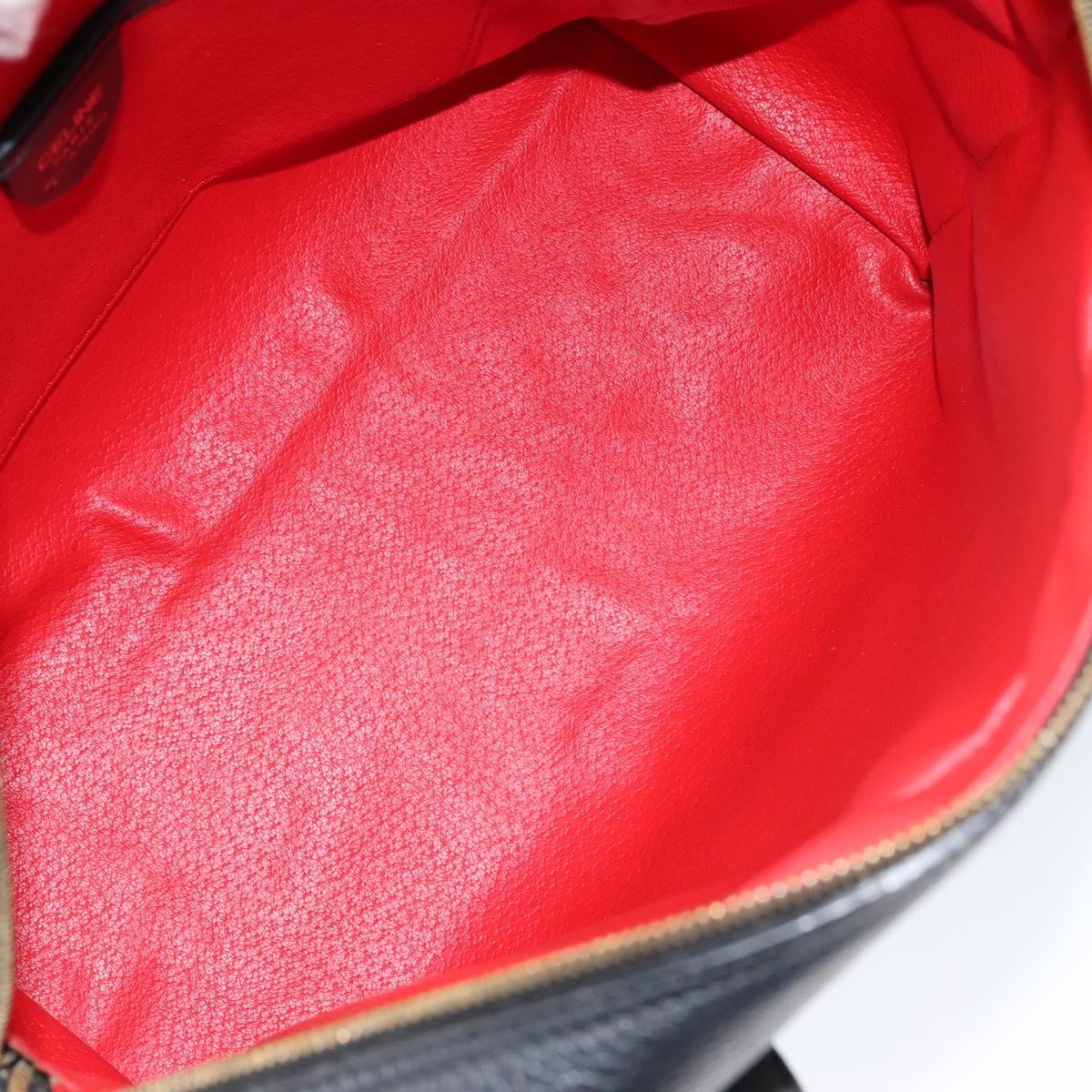 CELINE Hand Bag Leather Black Gold Auth 149040