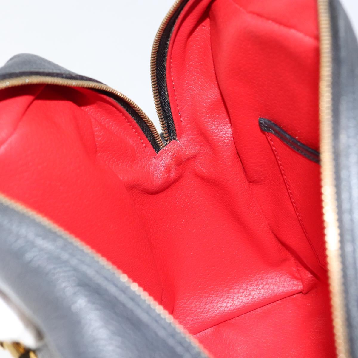 CELINE Hand Bag Leather Black Gold Auth 149040