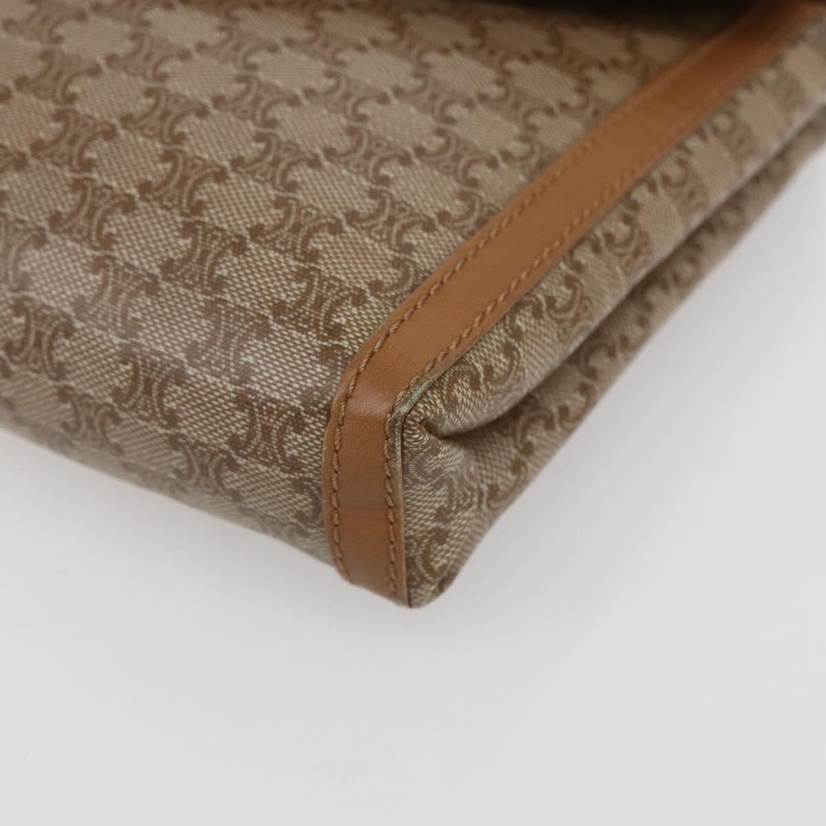 CELINE Macadam Canvas Shoulder Bag PVC Beige Gold Auth 149041