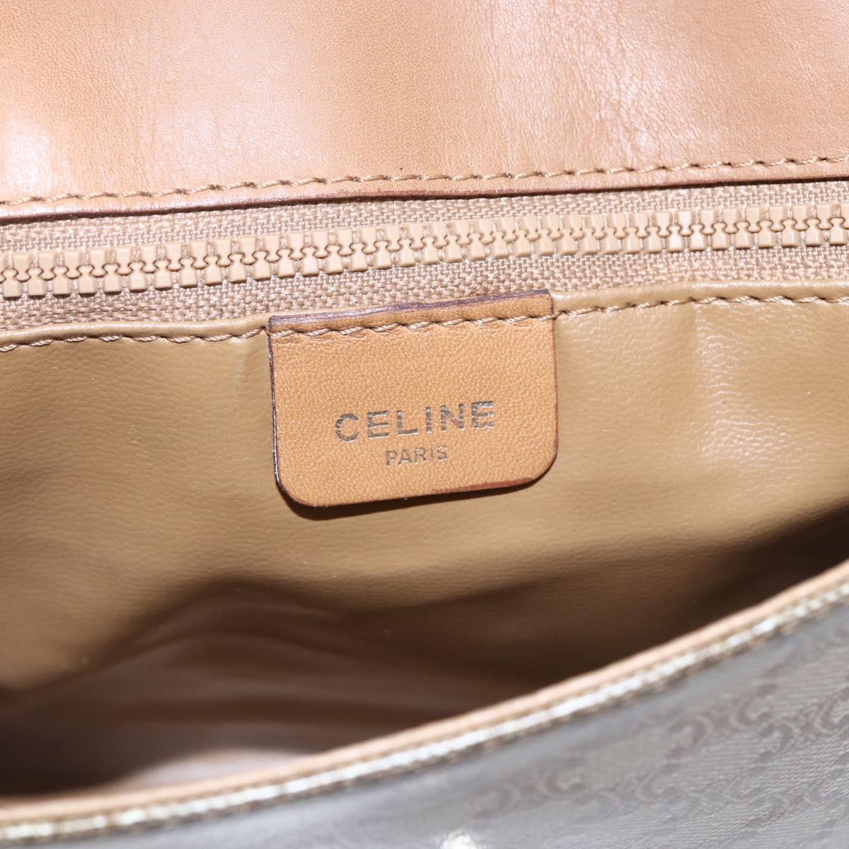 CELINE Macadam Canvas Shoulder Bag PVC Beige Gold Auth 149041