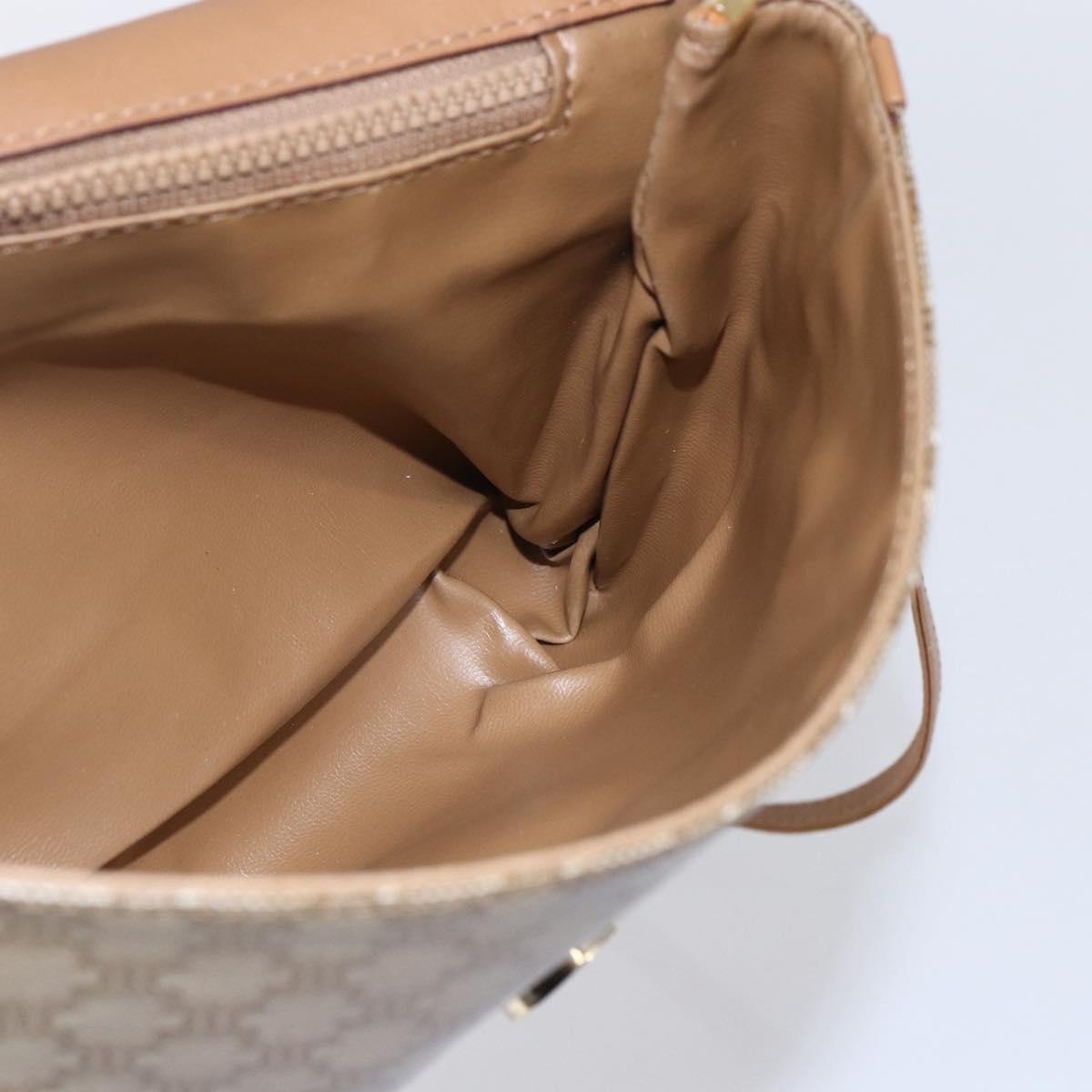 CELINE Macadam Canvas Shoulder Bag PVC Beige Gold Auth 149041