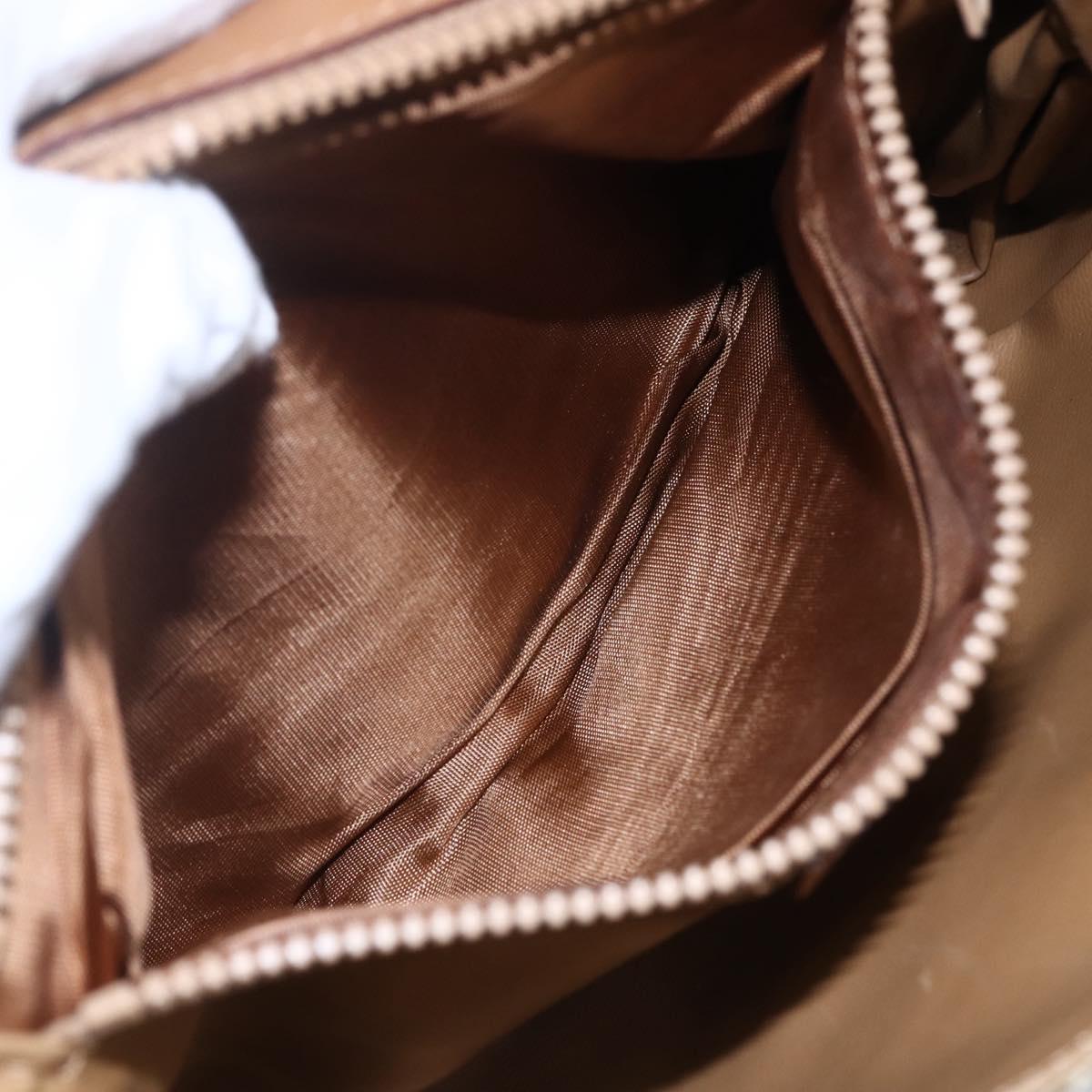 CELINE Macadam Canvas Shoulder Bag PVC Beige Gold Auth 149041