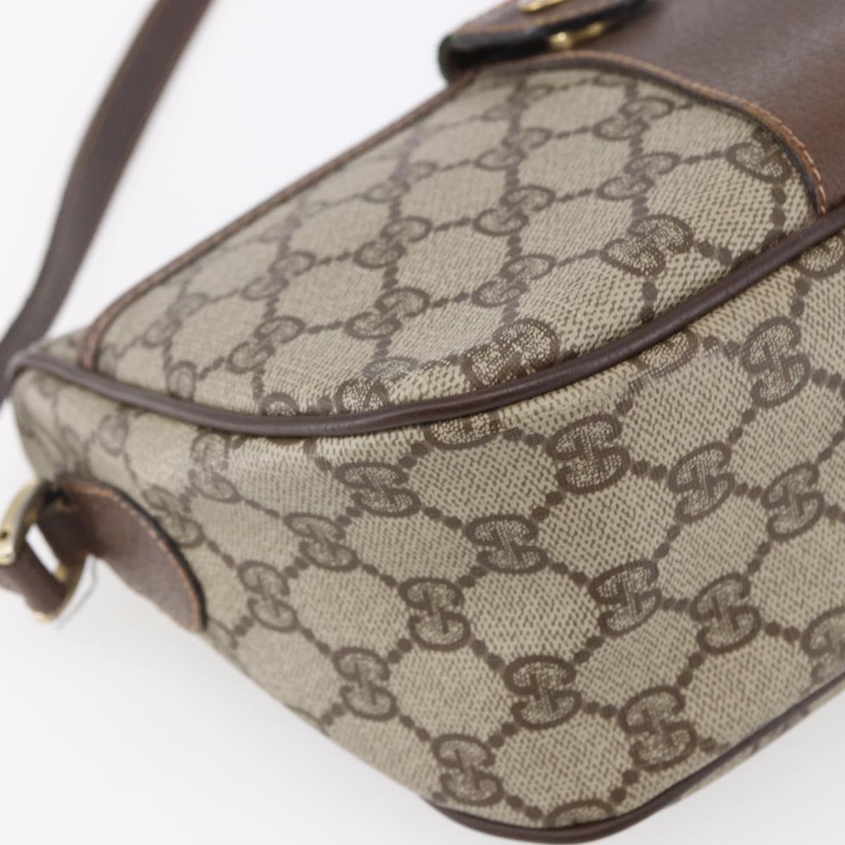 GUCCI GG Supreme Web Sherry Line Shoulder Bag PVC Beige Auth 149043