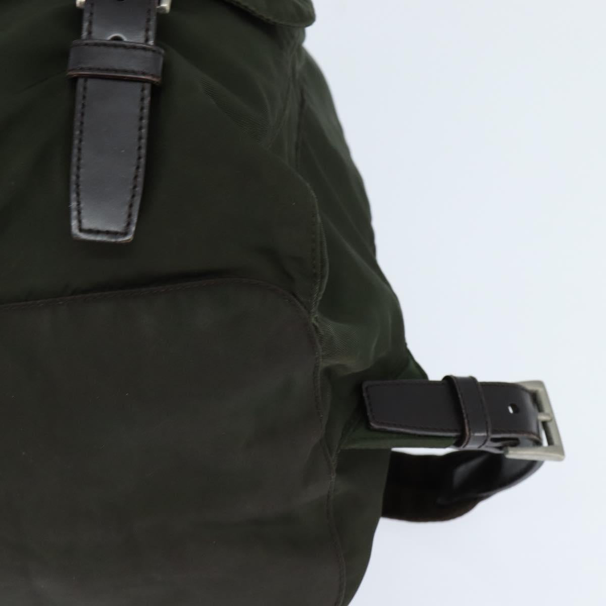 PRADA Backpack Nylon Khaki Silver Auth 149045