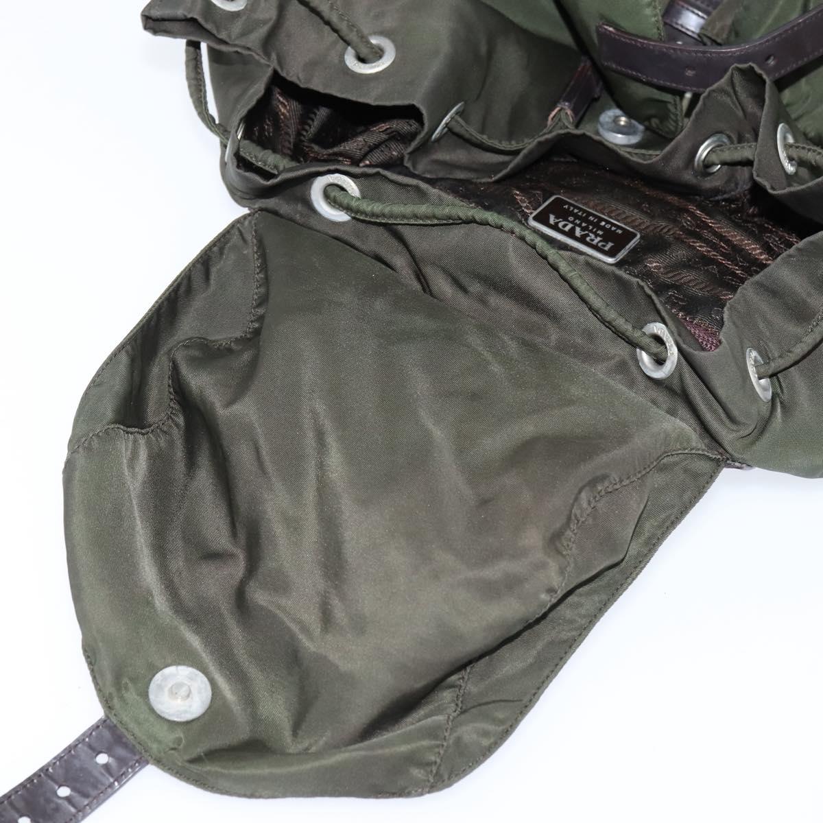 PRADA Backpack Nylon Khaki Silver Auth 149045