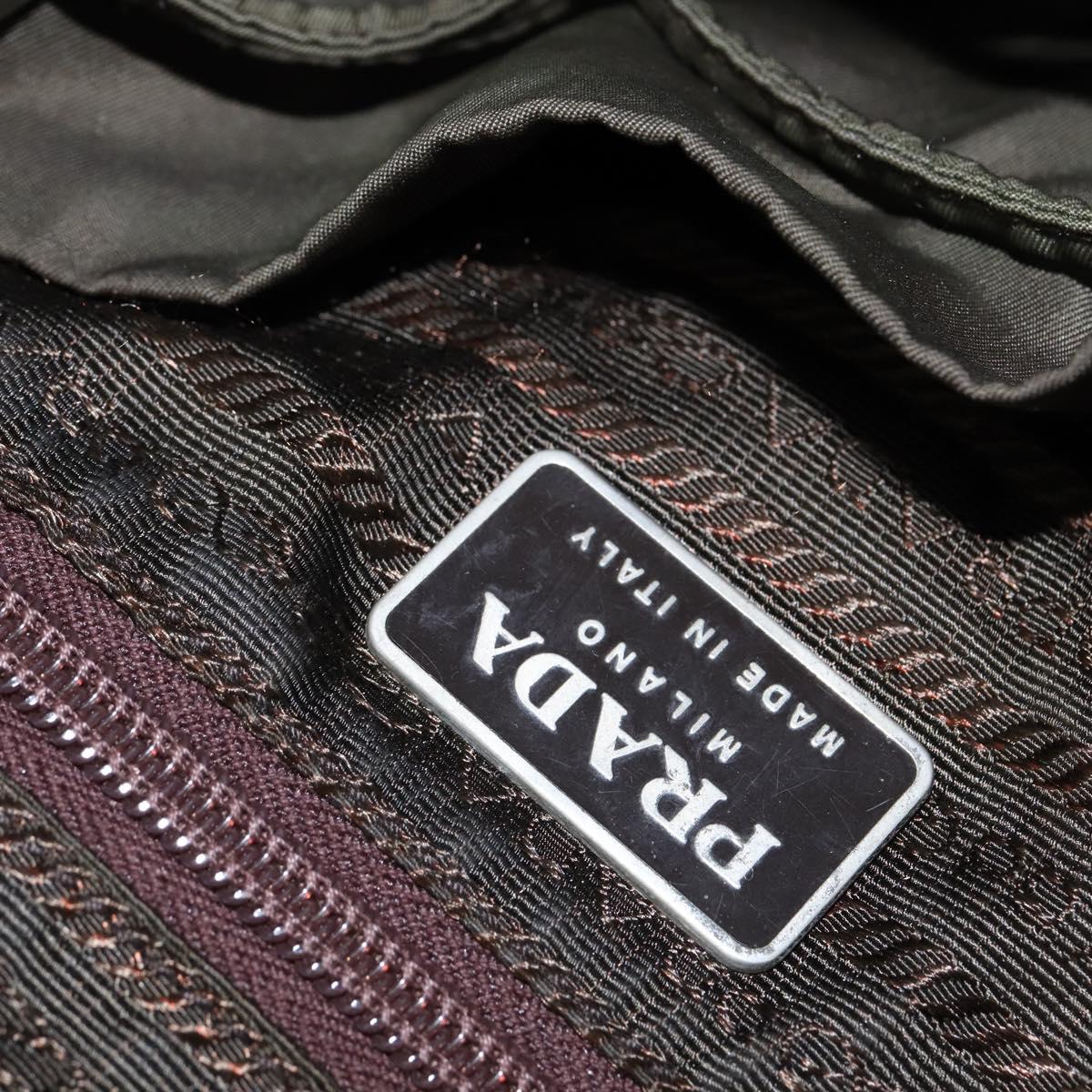 PRADA Backpack Nylon Khaki Silver Auth 149045