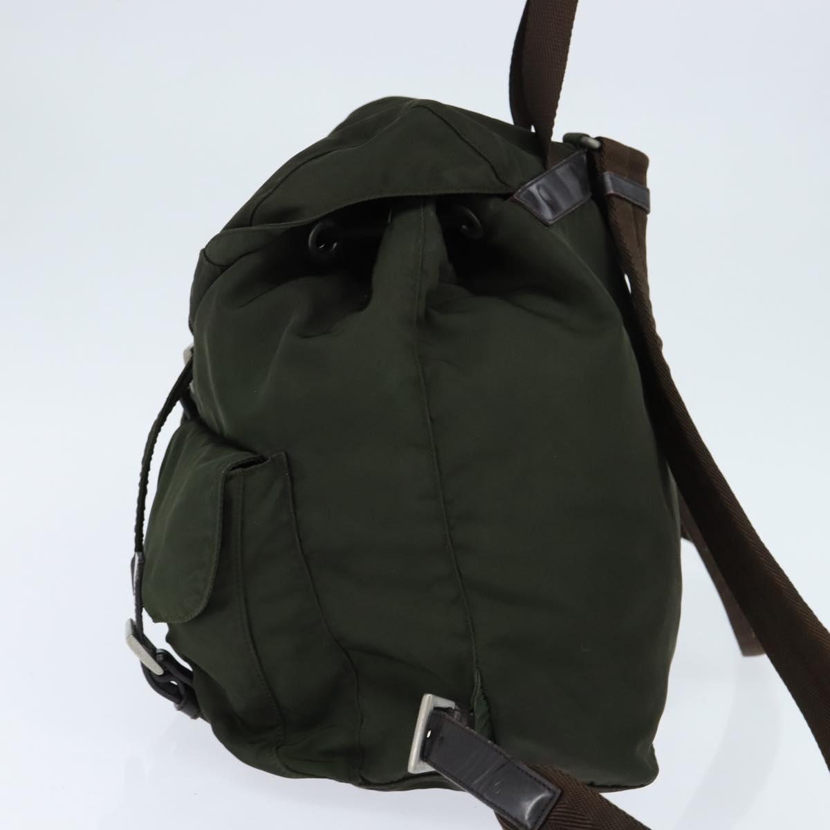 PRADA Backpack Nylon Khaki Silver Auth 149045