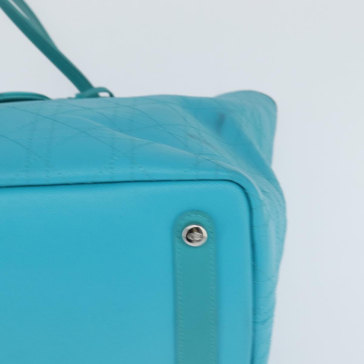 Christian Dior Canage Panarea Bag Coated Canvas Turquoise Blue Auth 149047