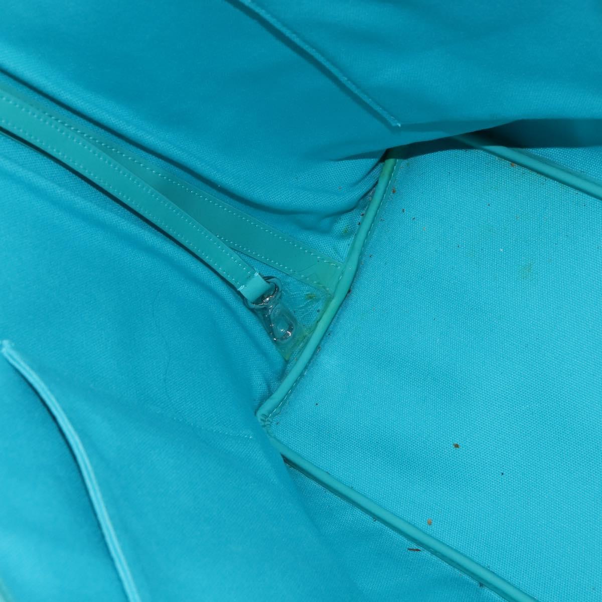 Christian Dior Canage Panarea Bag Coated Canvas Turquoise Blue Auth 149047