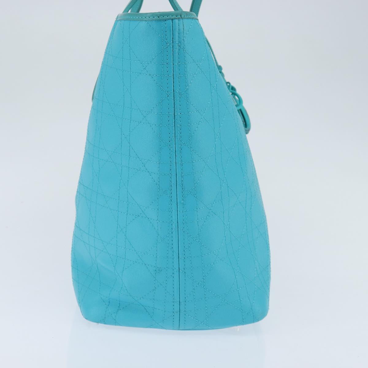Christian Dior Canage Panarea Bag Coated Canvas Turquoise Blue Auth 149047
