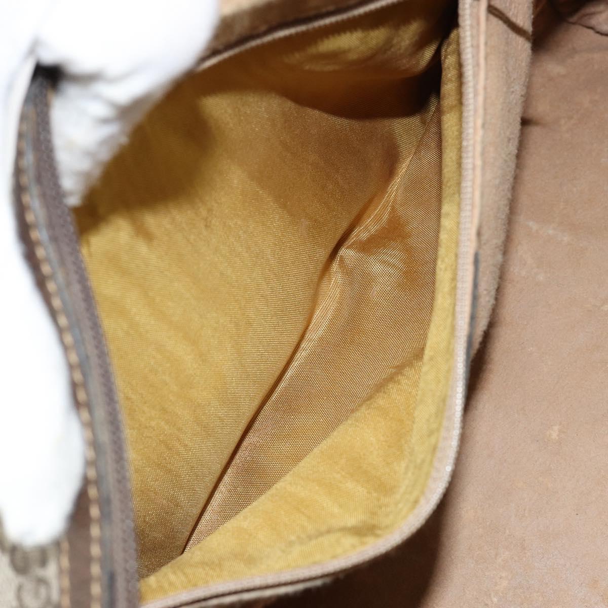 GUCCI GG Supreme Web Sherry Line Bag PVC Beige Gold 24 012 3842 Auth 149058