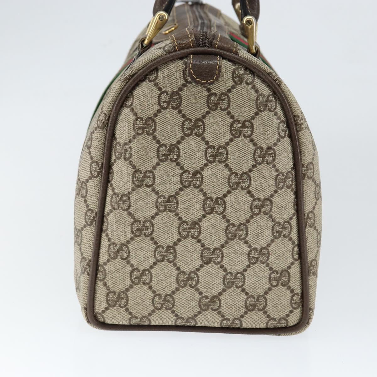 GUCCI GG Supreme Web Sherry Line Bag PVC Beige Gold 24 012 3842 Auth 149058