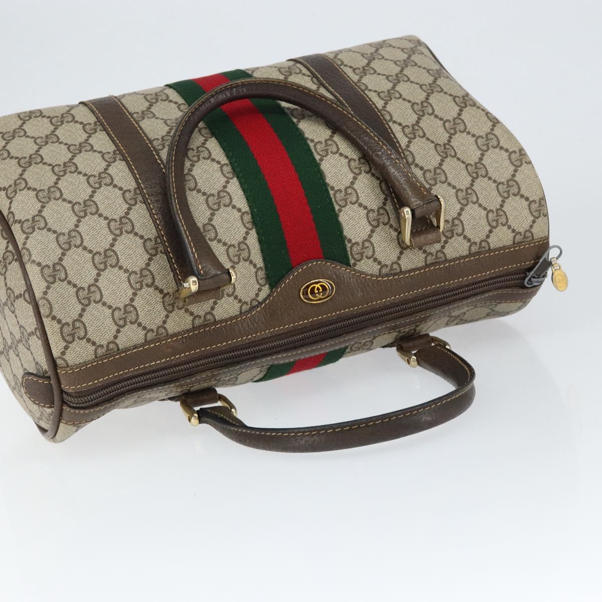 GUCCI GG Supreme Web Sherry Line Bag PVC Beige Gold 24 012 3842 Auth 149058