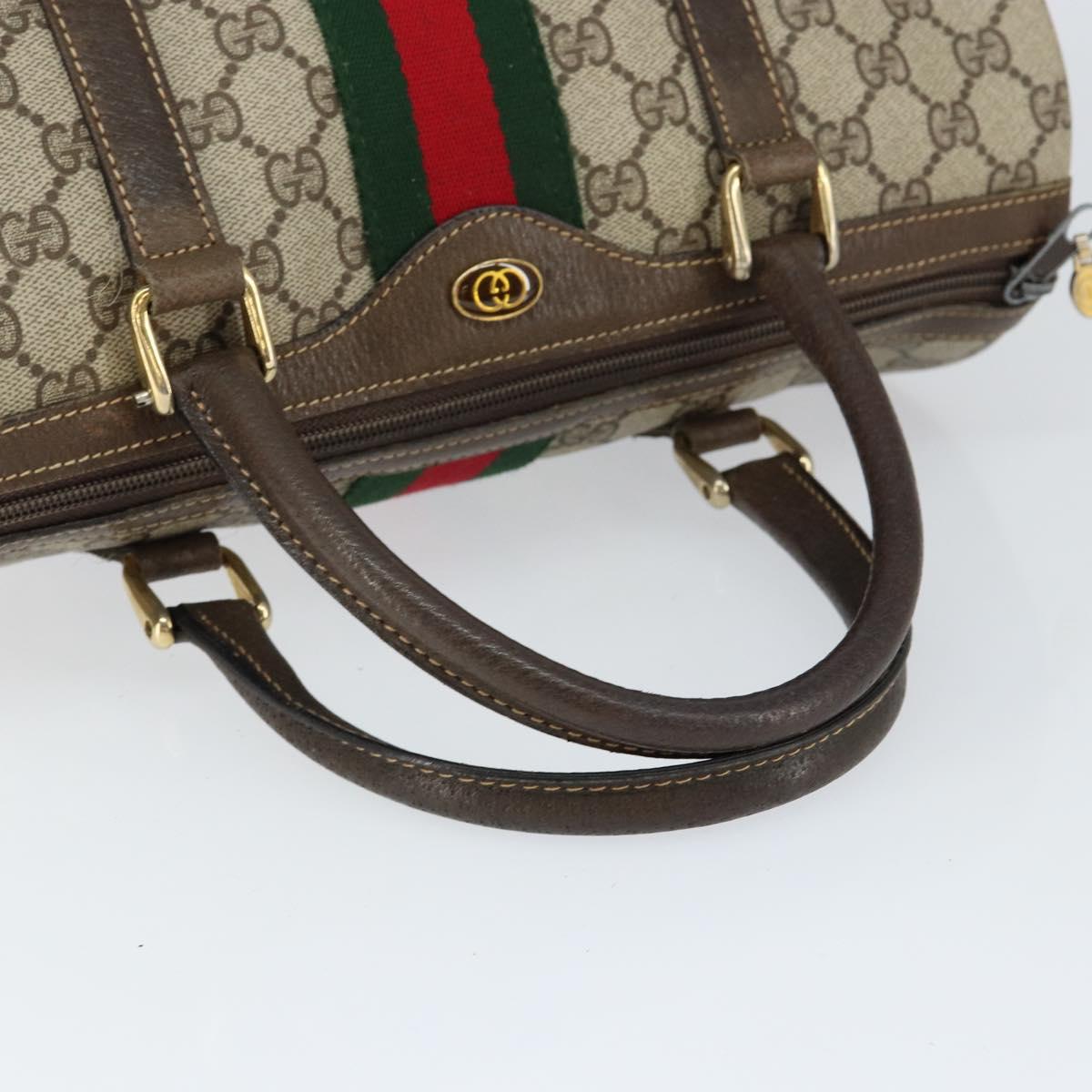 GUCCI GG Supreme Web Sherry Line Bag PVC Beige Gold 24 012 3842 Auth 149058
