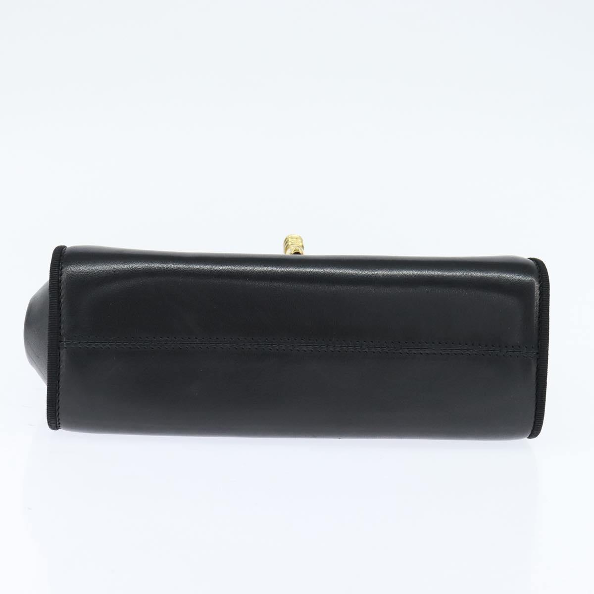 Salvatore Ferragamo Chain Shoulder Bag Leather Black Gold Auth 149060