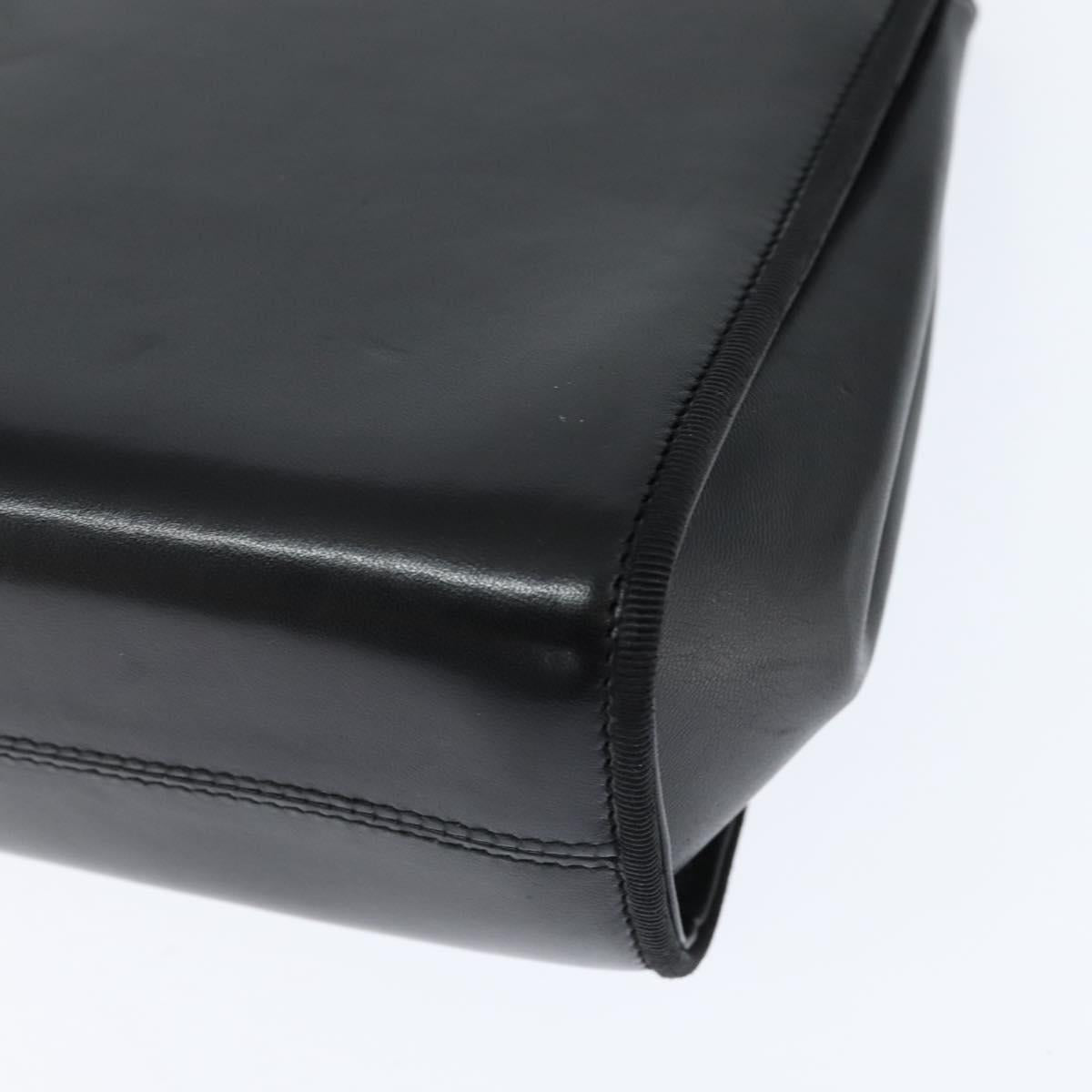 Salvatore Ferragamo Chain Shoulder Bag Leather Black Gold Auth 149060