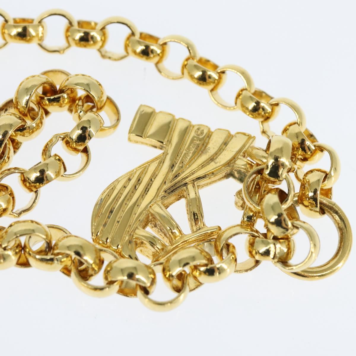 Salvatore Ferragamo Chain Shoulder Bag Leather Black Gold Auth 149060