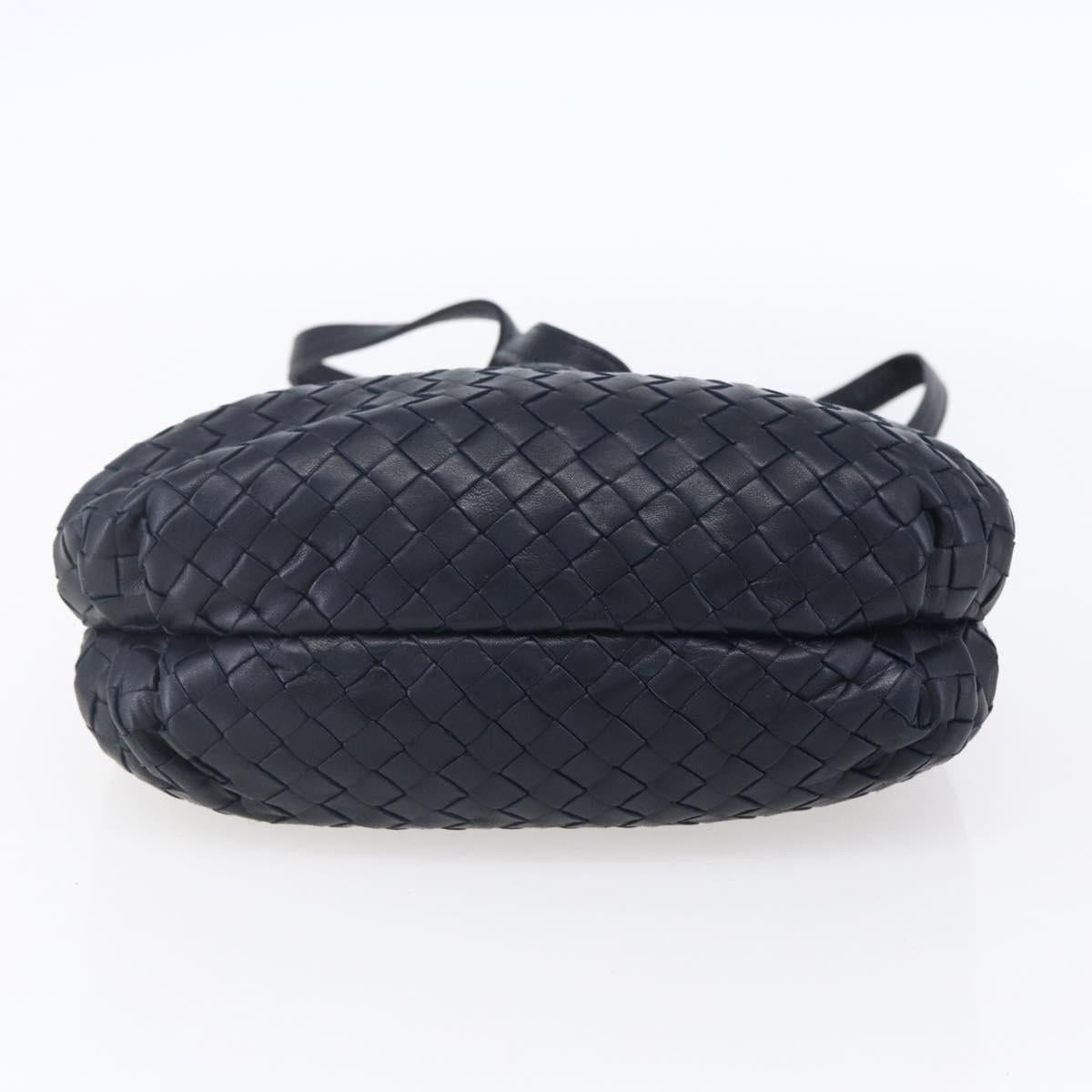 BOTTEGA VENETA INTRECCIATO Hand Bag Leather 2way Navy Gold Auth 149061