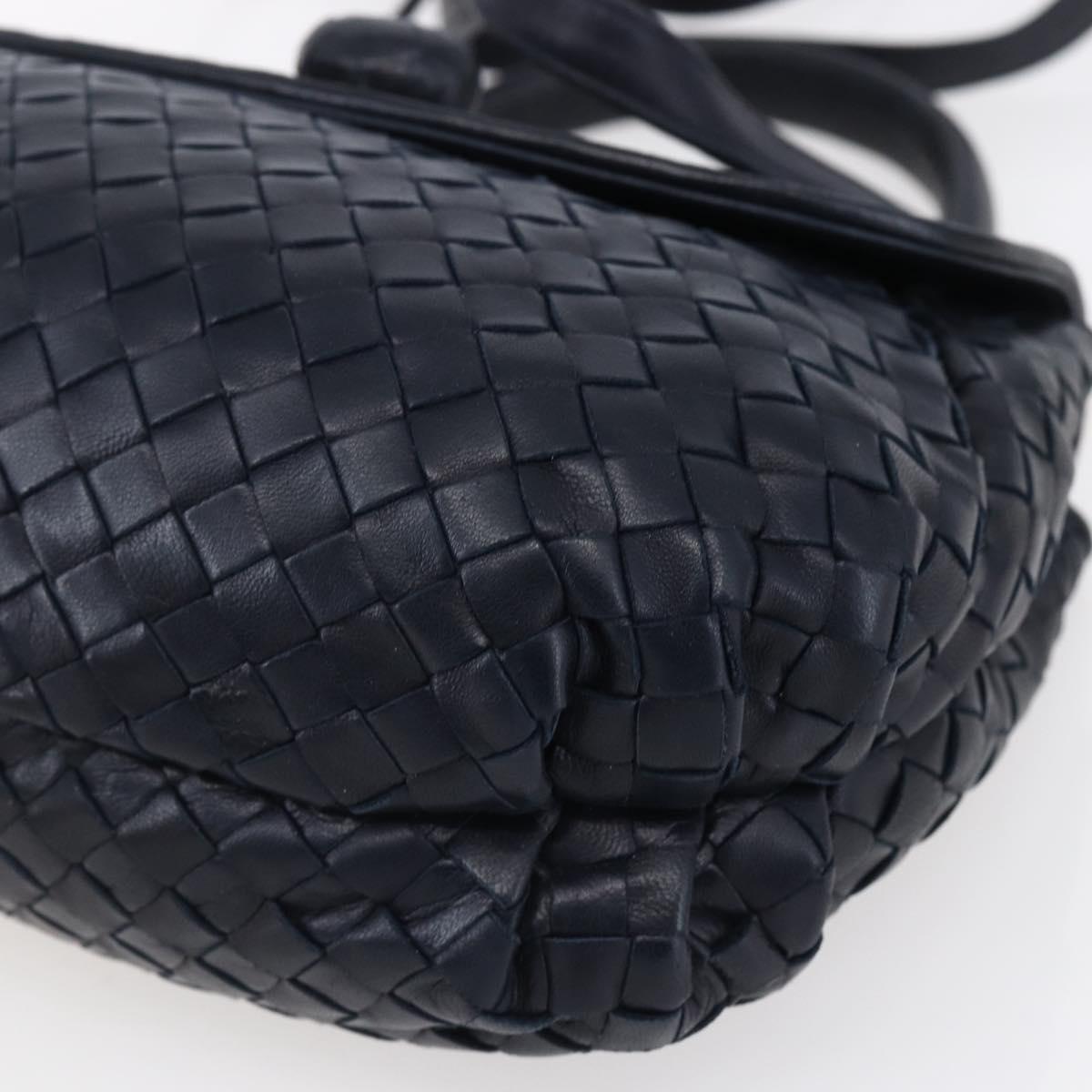 BOTTEGA VENETA INTRECCIATO Hand Bag Leather 2way Navy Gold Auth 149061