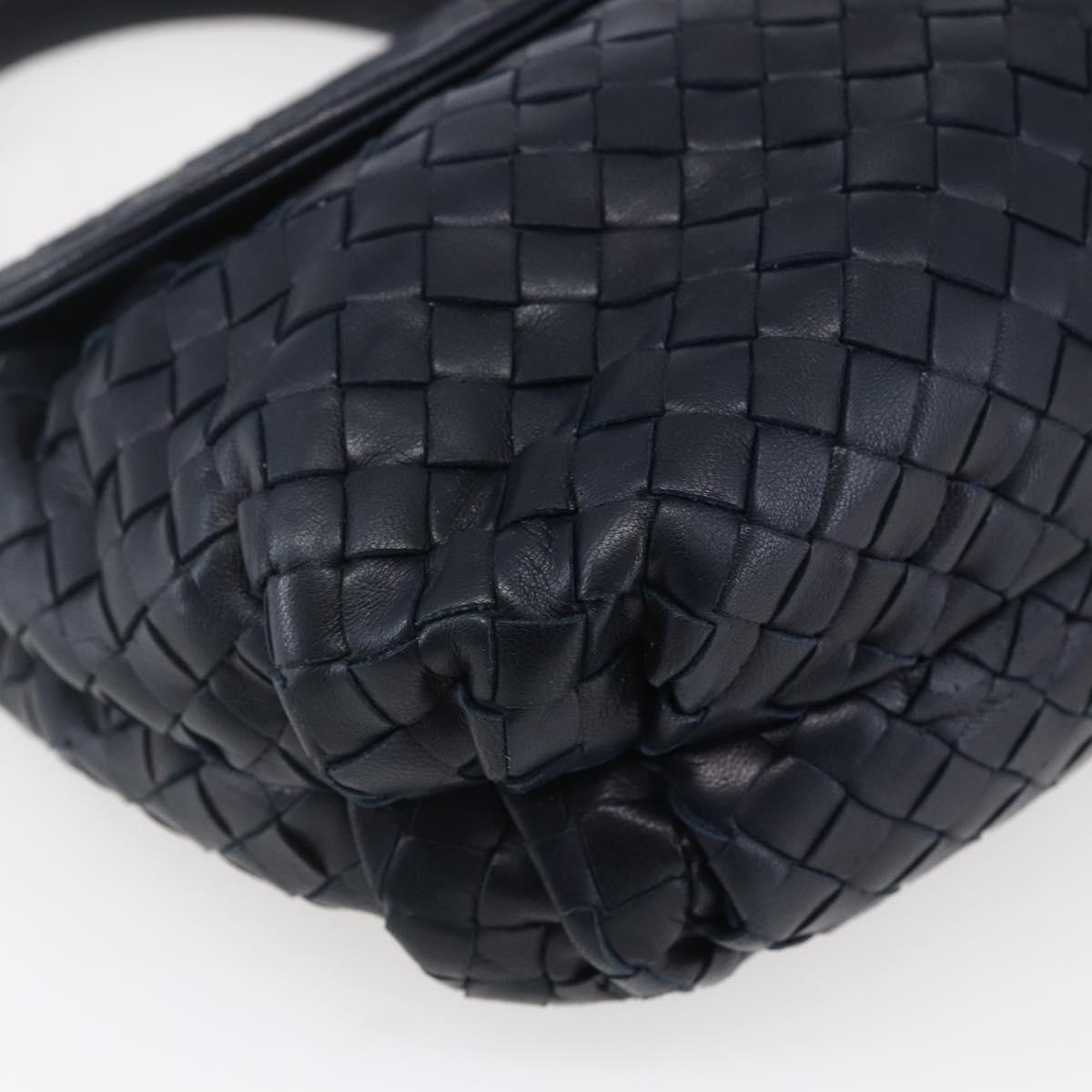 BOTTEGA VENETA INTRECCIATO Hand Bag Leather 2way Navy Gold Auth 149061