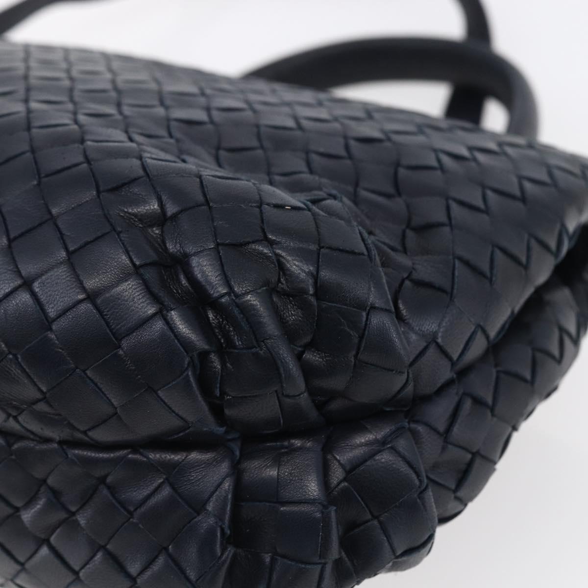 BOTTEGA VENETA INTRECCIATO Hand Bag Leather 2way Navy Gold Auth 149061