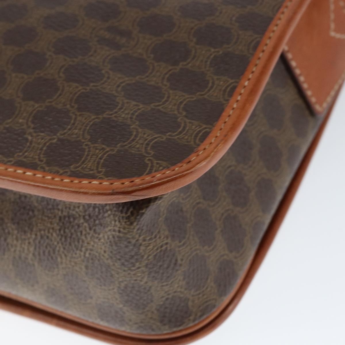 CELINE Macadam Canvas Shoulder Bag PVC Leather Brown Gold Auth 149062