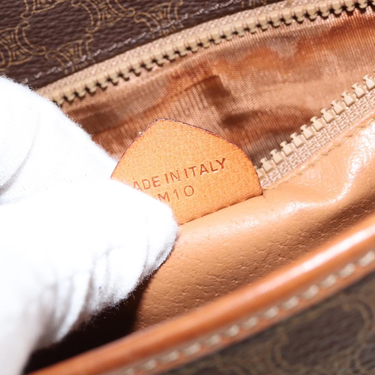 CELINE Macadam Canvas Shoulder Bag PVC Leather Brown Gold Auth 149062