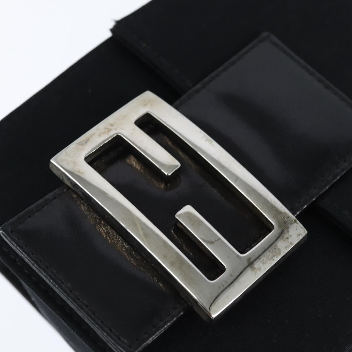 FENDI Mamma Baguette Shoulder Bag Nylon Black Silver Auth 149063