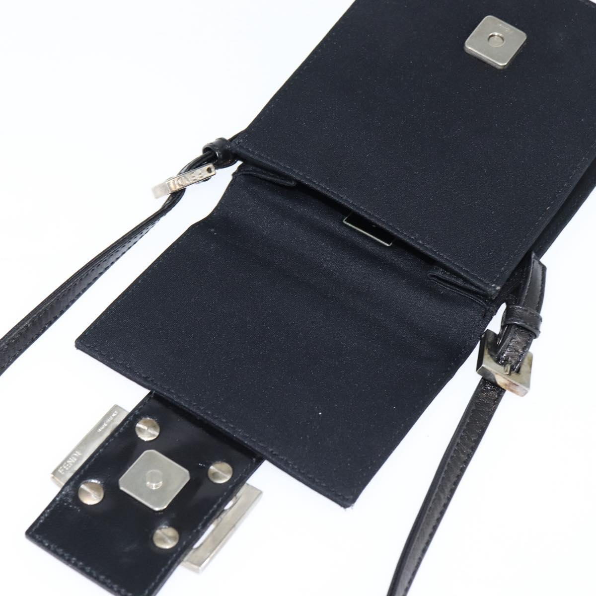 FENDI Mamma Baguette Shoulder Bag Nylon Black Silver Auth 149063