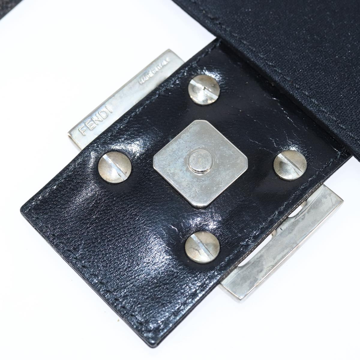 FENDI Mamma Baguette Shoulder Bag Nylon Black Silver Auth 149063