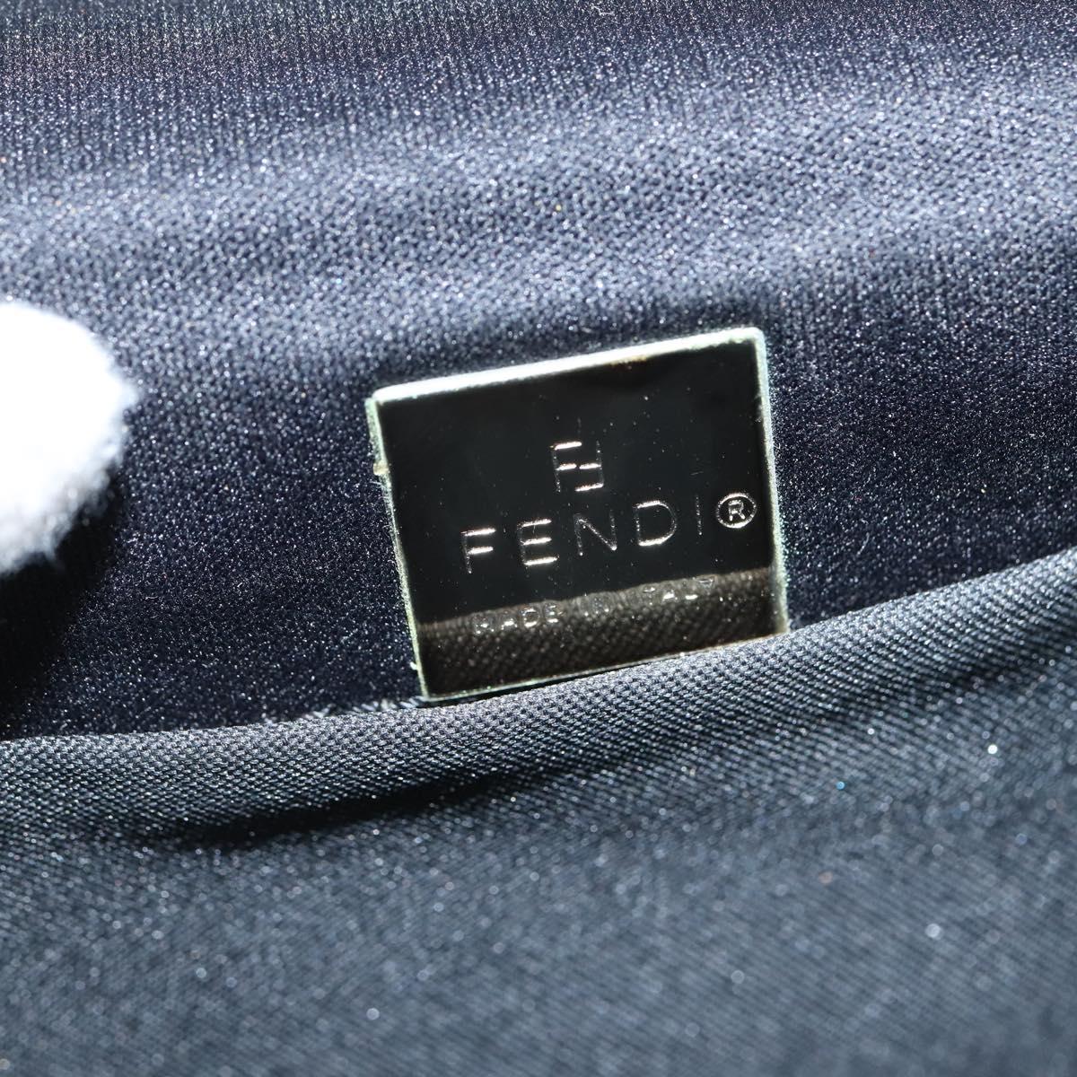 FENDI Mamma Baguette Shoulder Bag Nylon Black Silver Auth 149063