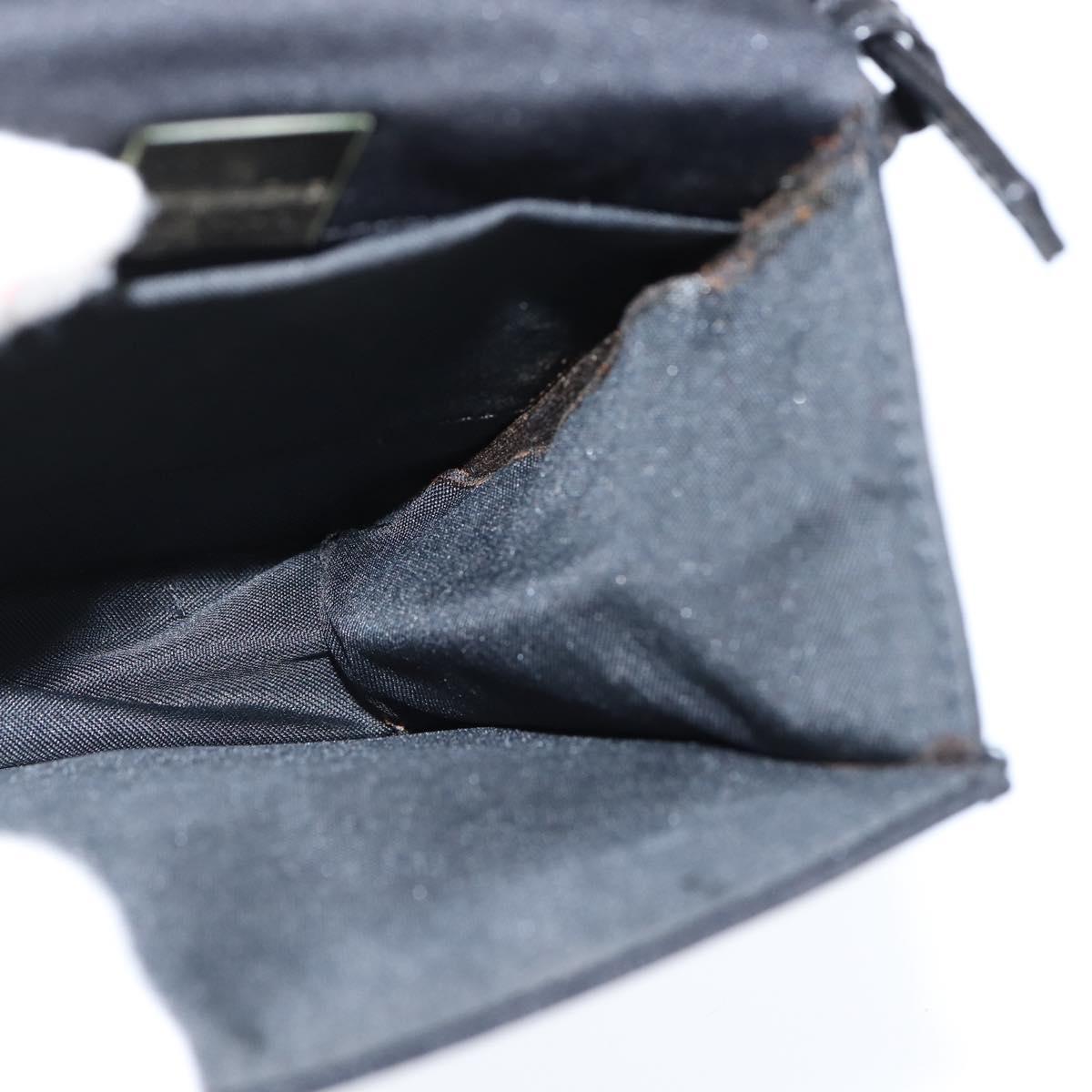 FENDI Mamma Baguette Shoulder Bag Nylon Black Silver Auth 149063