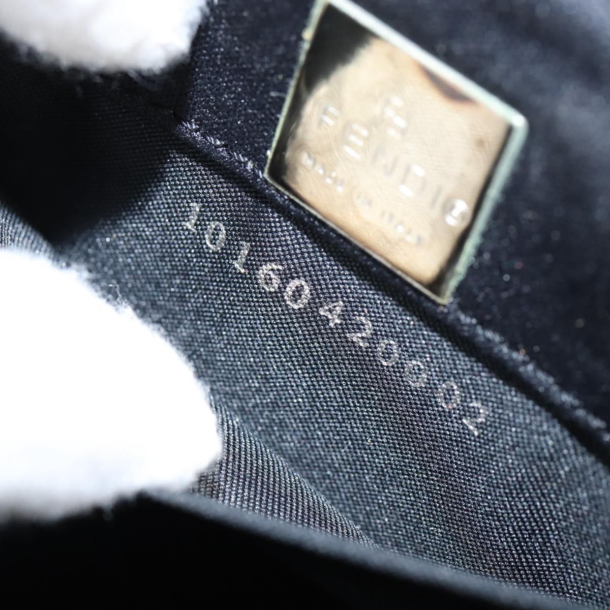 FENDI Mamma Baguette Shoulder Bag Nylon Black Silver Auth 149063