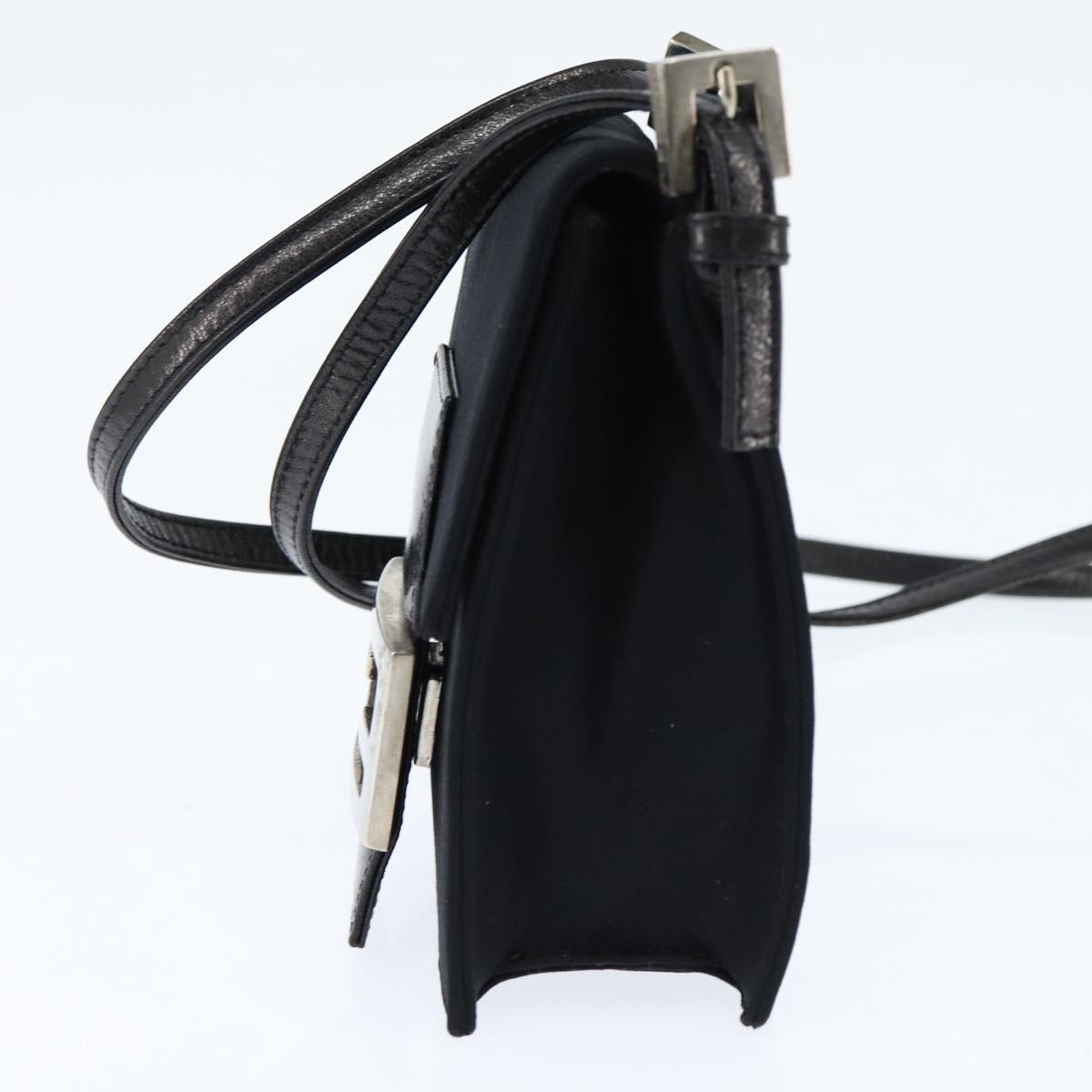 FENDI Mamma Baguette Shoulder Bag Nylon Black Silver Auth 149063