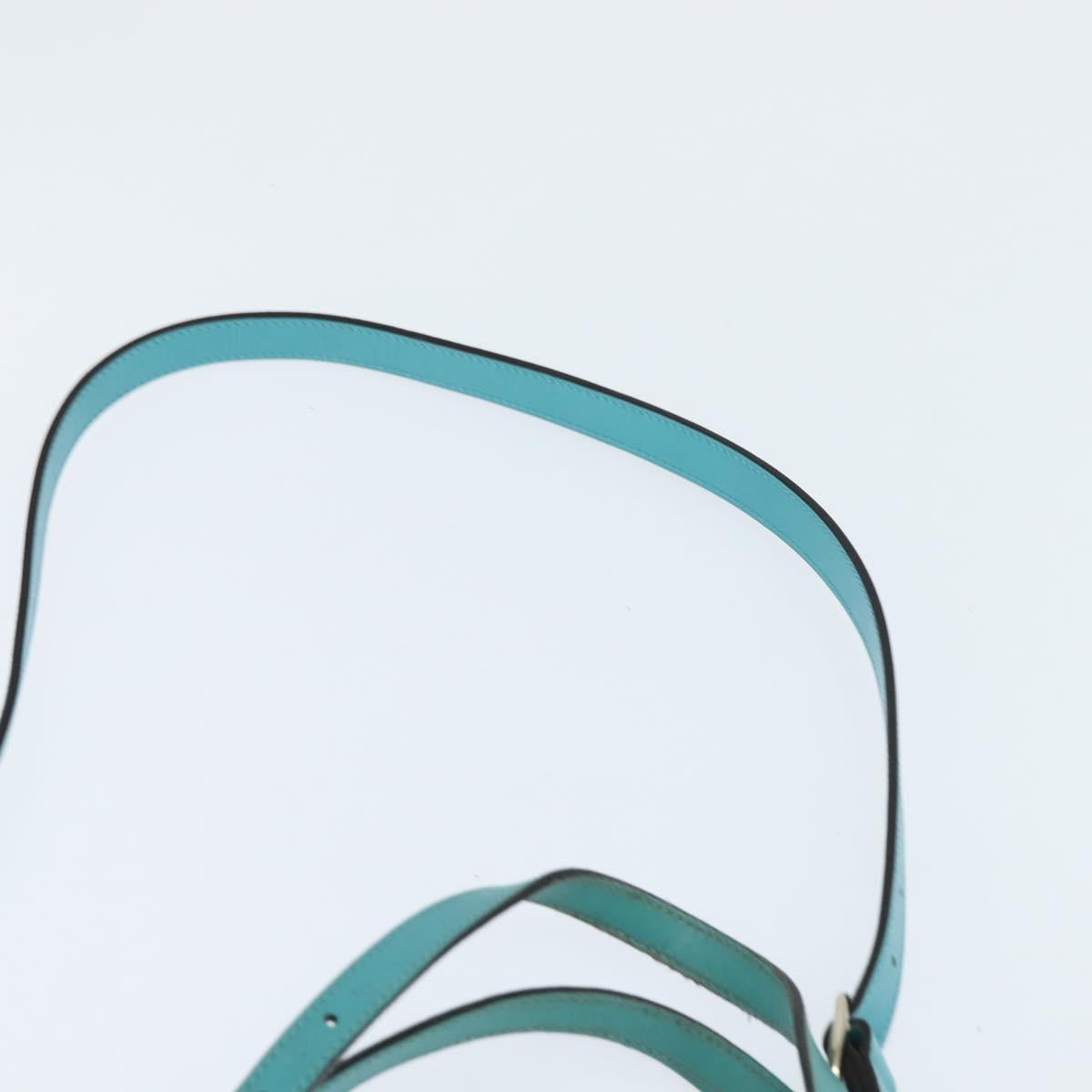 GUCCI Hand Bag Leather 2way Turquoise Blue Gold 309614 Auth 149064