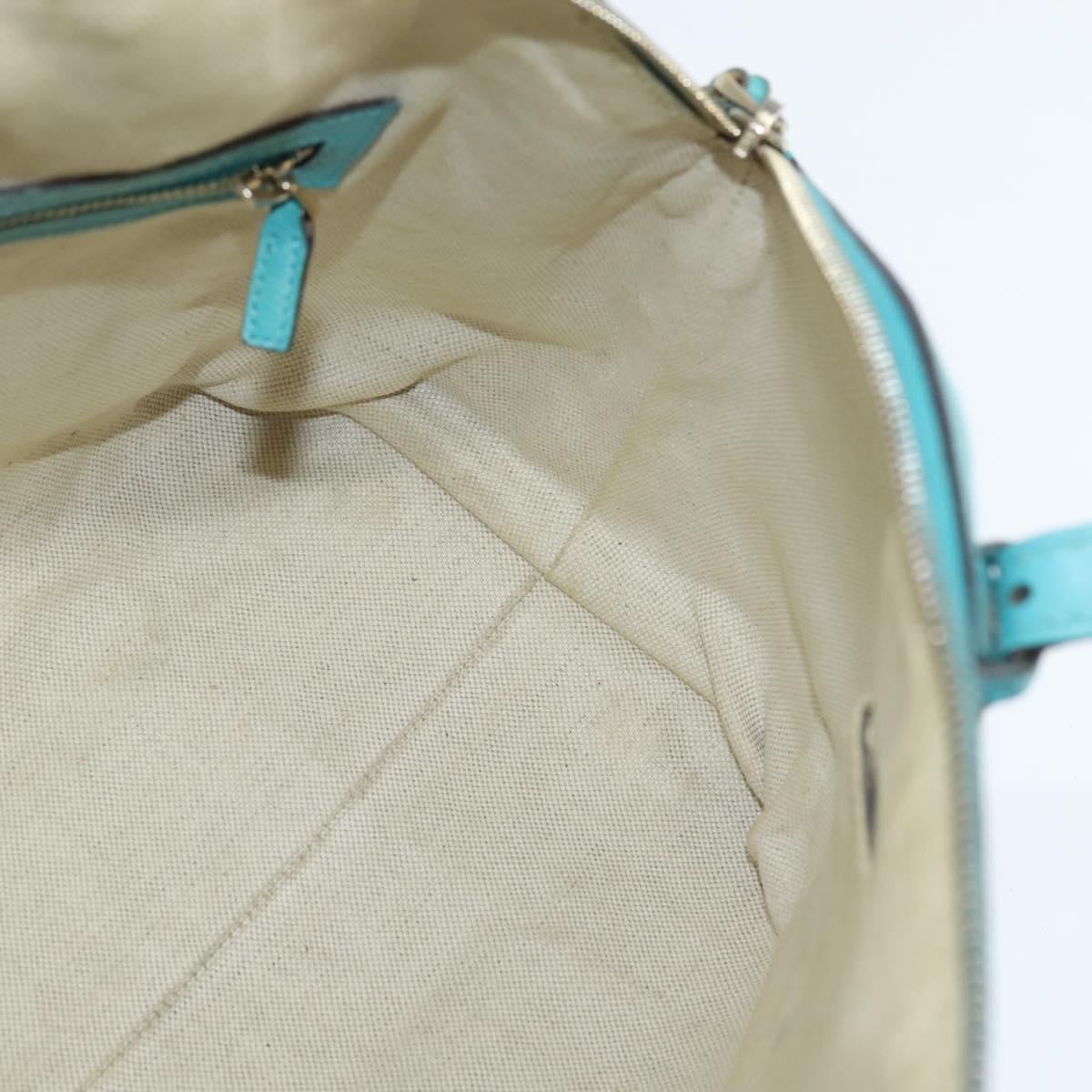 GUCCI Hand Bag Leather 2way Turquoise Blue Gold 309614 Auth 149064