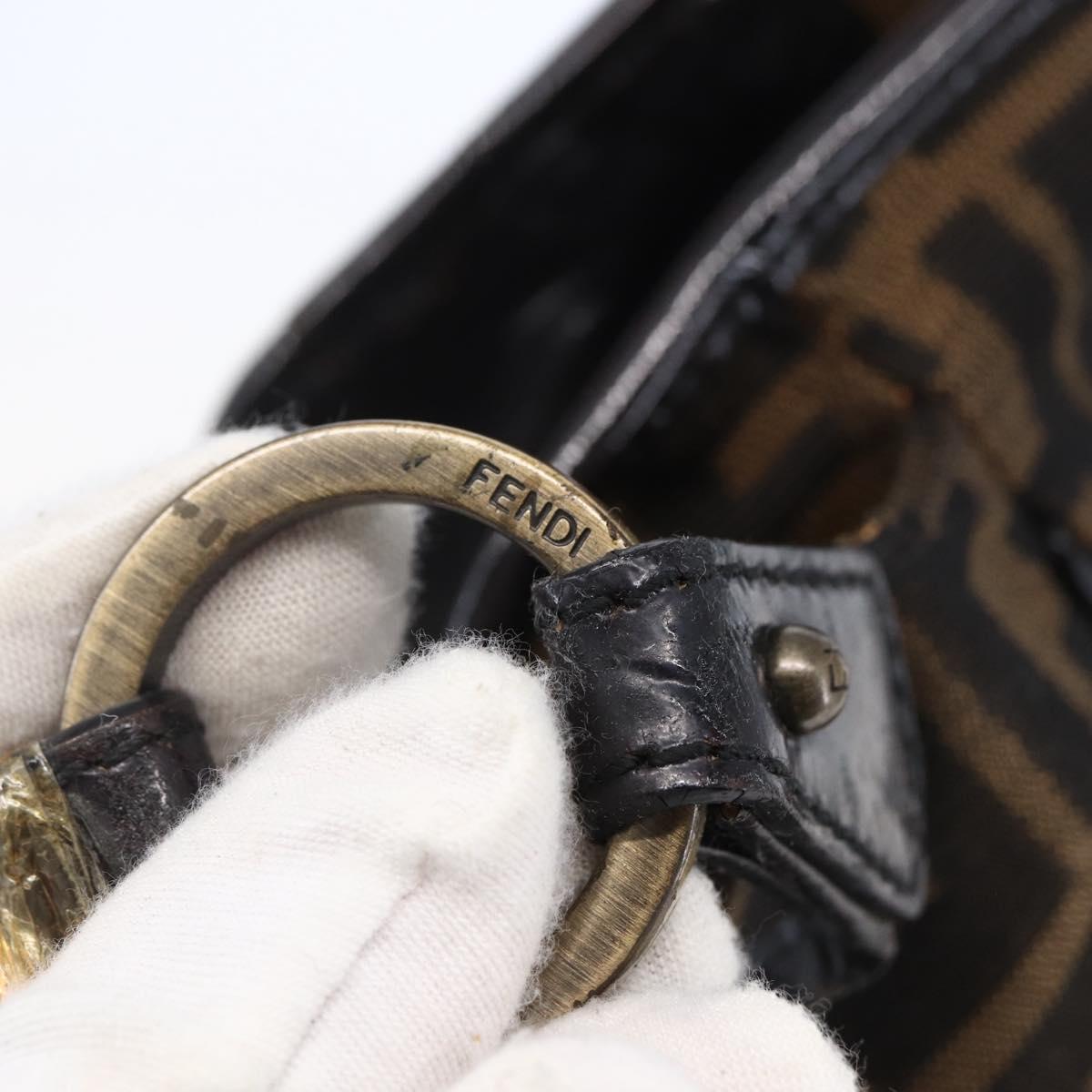 FENDI Zucca Canvas Tote Bag Black Brown Auth 149065