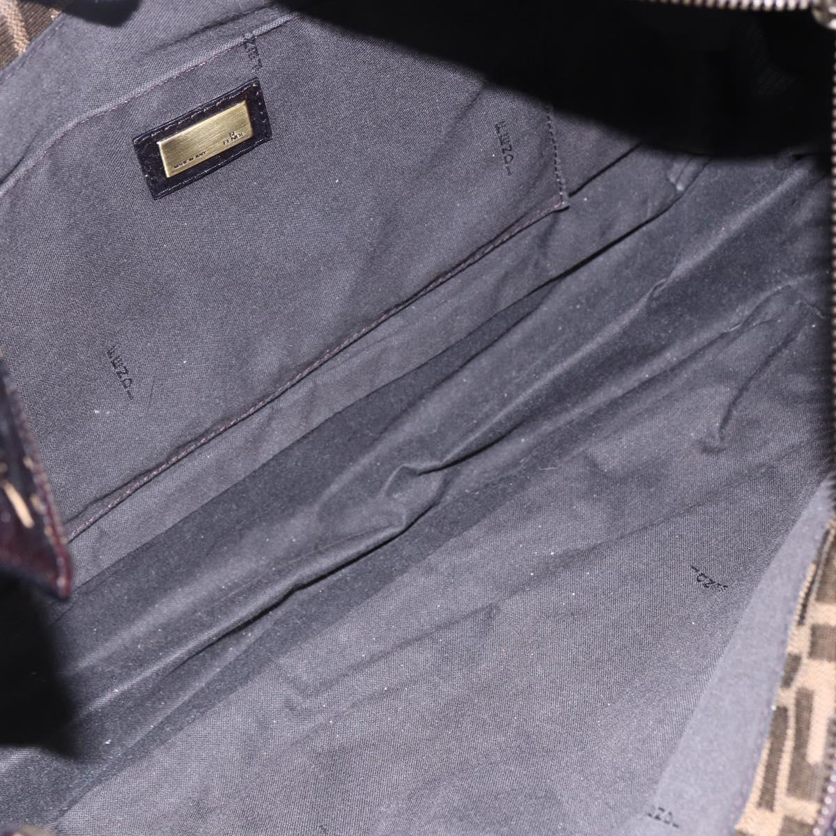 FENDI Zucca Canvas Tote Bag Black Brown Auth 149065