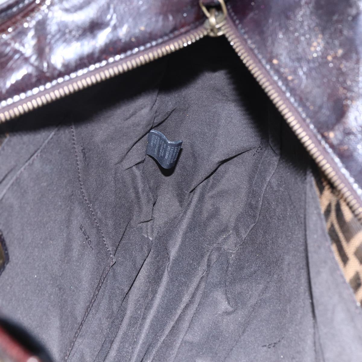 FENDI Zucca Canvas Tote Bag Black Brown Auth 149065