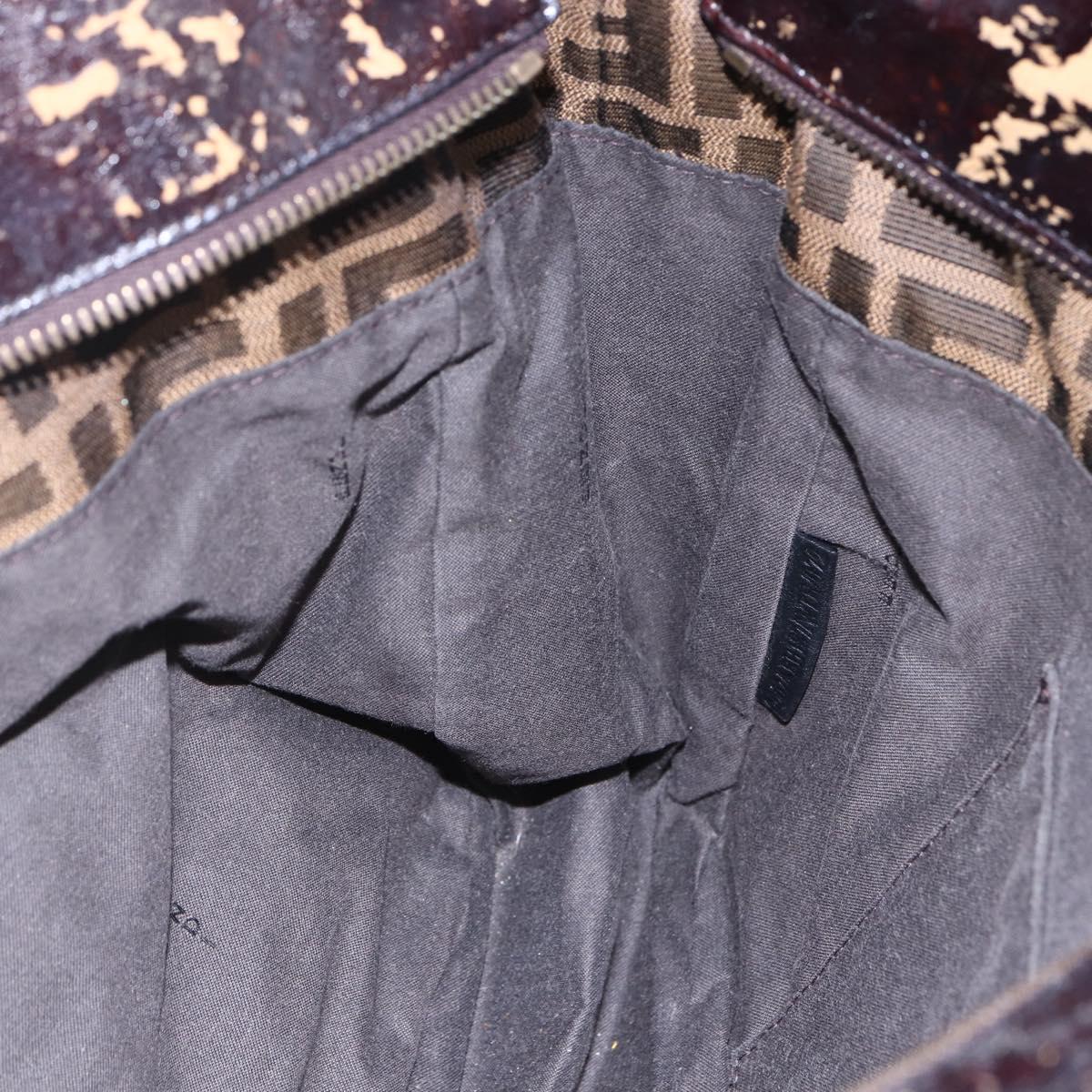 FENDI Zucca Canvas Tote Bag Black Brown Auth 149065