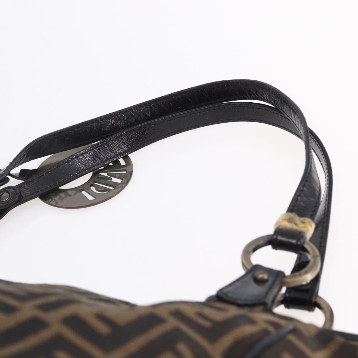 FENDI Zucca Canvas Tote Bag Black Brown Auth 149065
