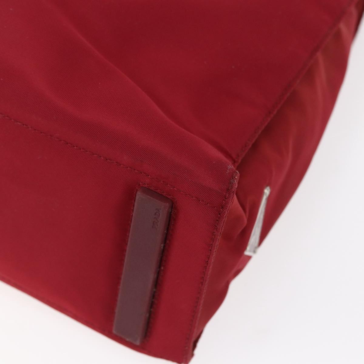 PRADA Tote Bag Nylon Red Silver Auth 149067