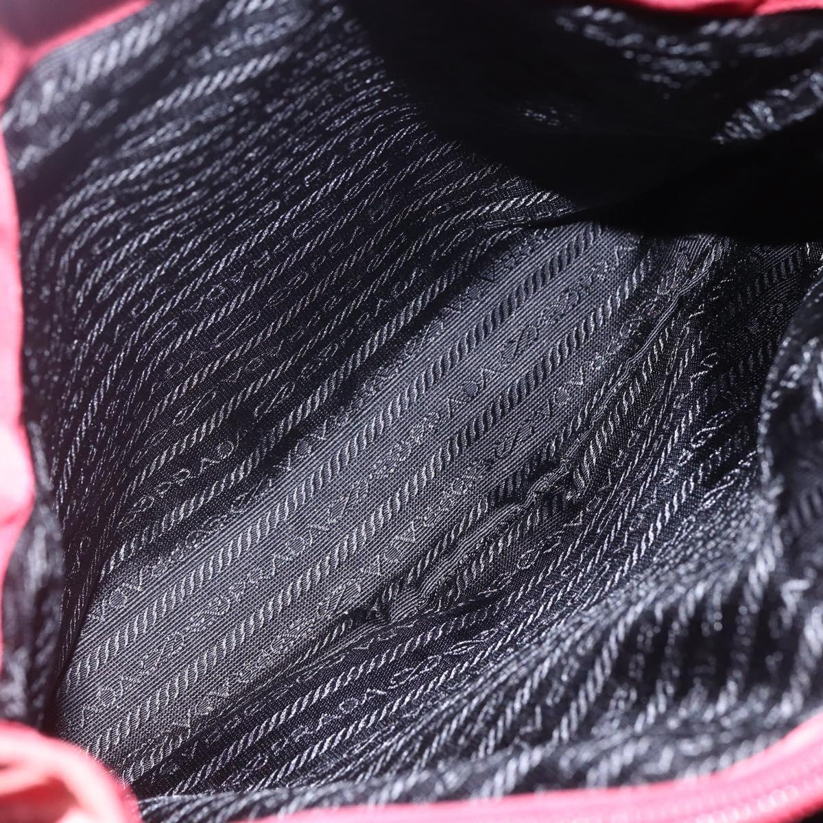 PRADA Tote Bag Nylon Red Silver Auth 149067