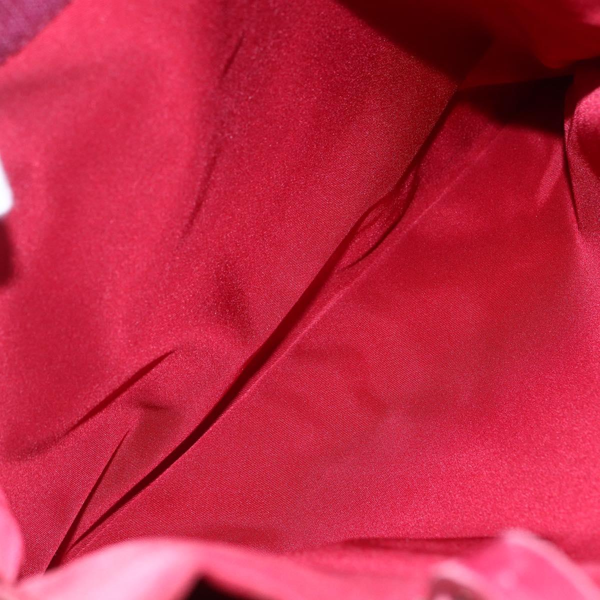 PRADA Tote Bag Nylon Red Silver Auth 149067