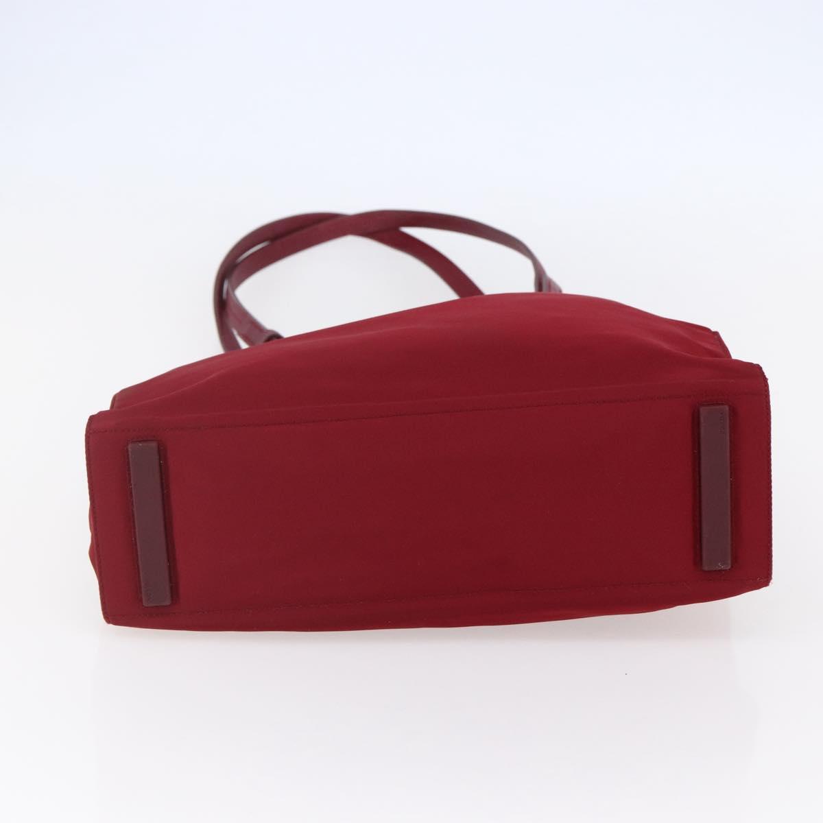 PRADA Tote Bag Nylon Red Silver Auth 149067