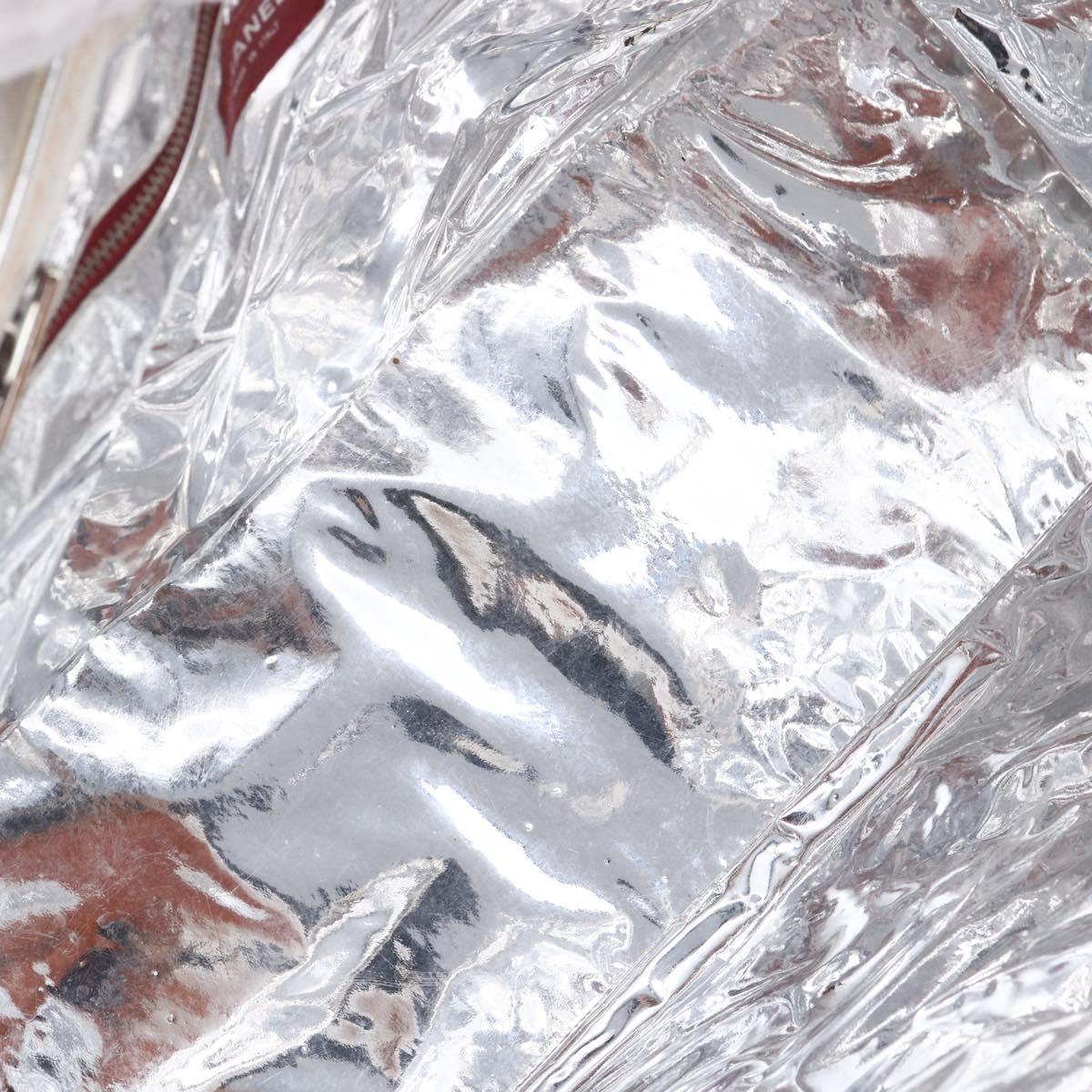 CHANEL Choco Bar Chain Shoulder Bag No5 Canvas Ivory Silver CC Auth 149068